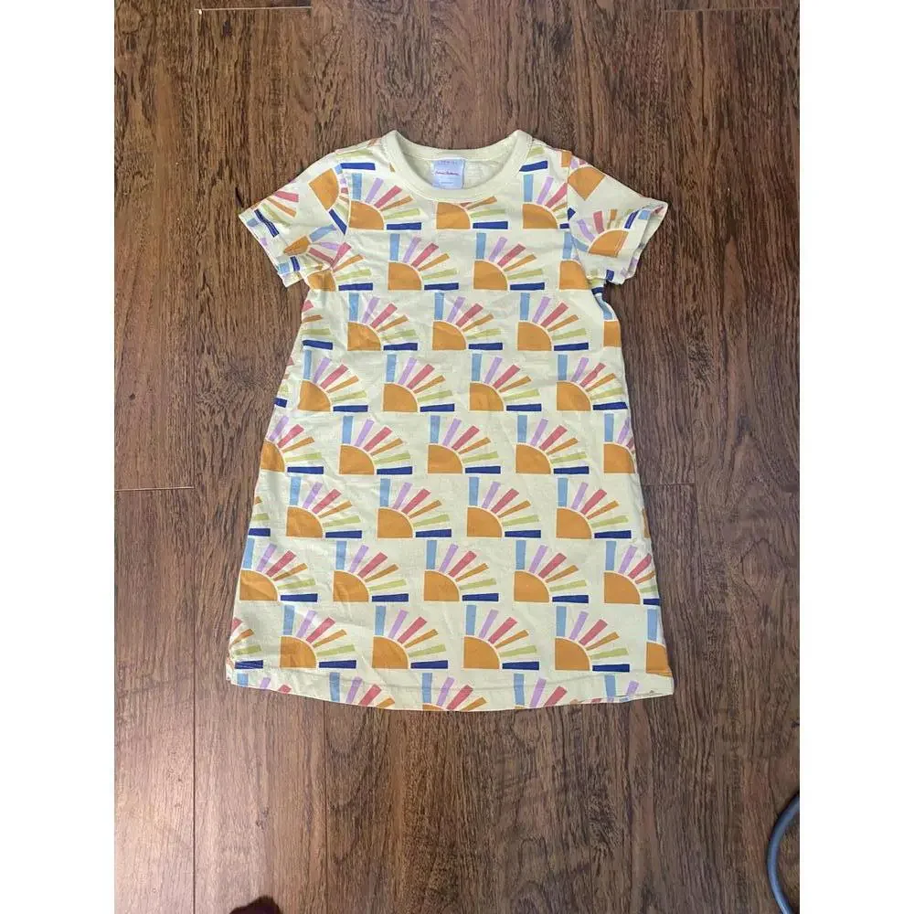 Unisex Kids' Short Sleeve Dress with Colorful Sun Pattern - Picture 3 of 8